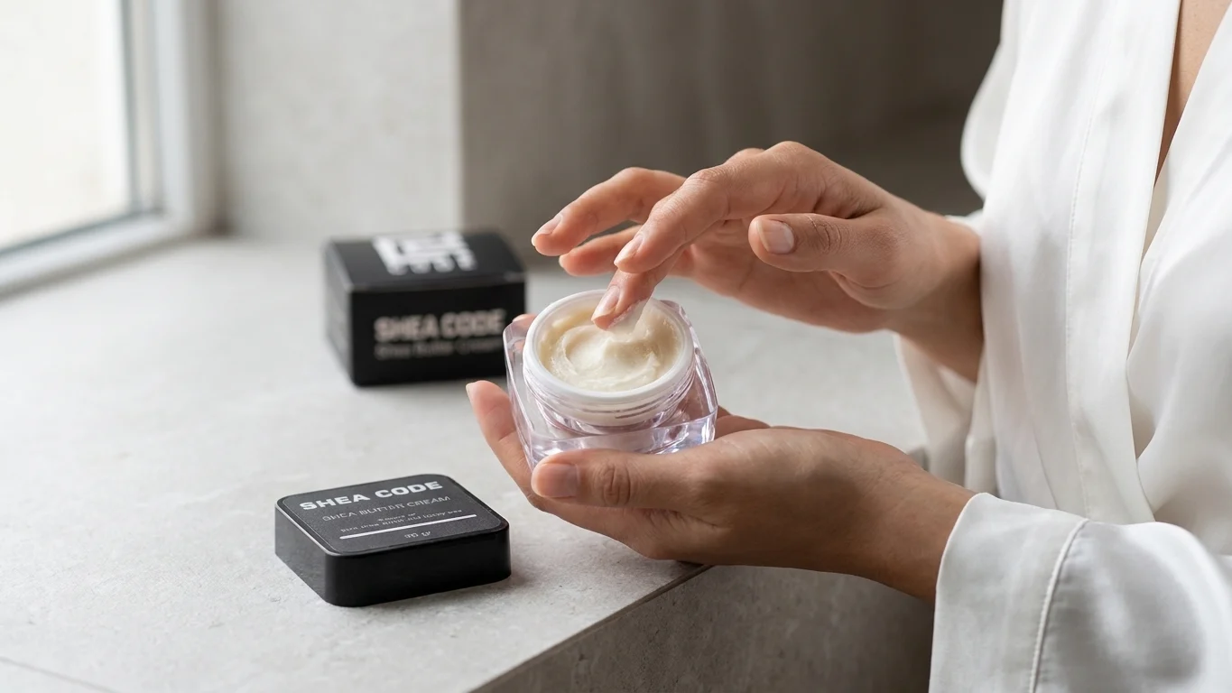 shea butter cream in use